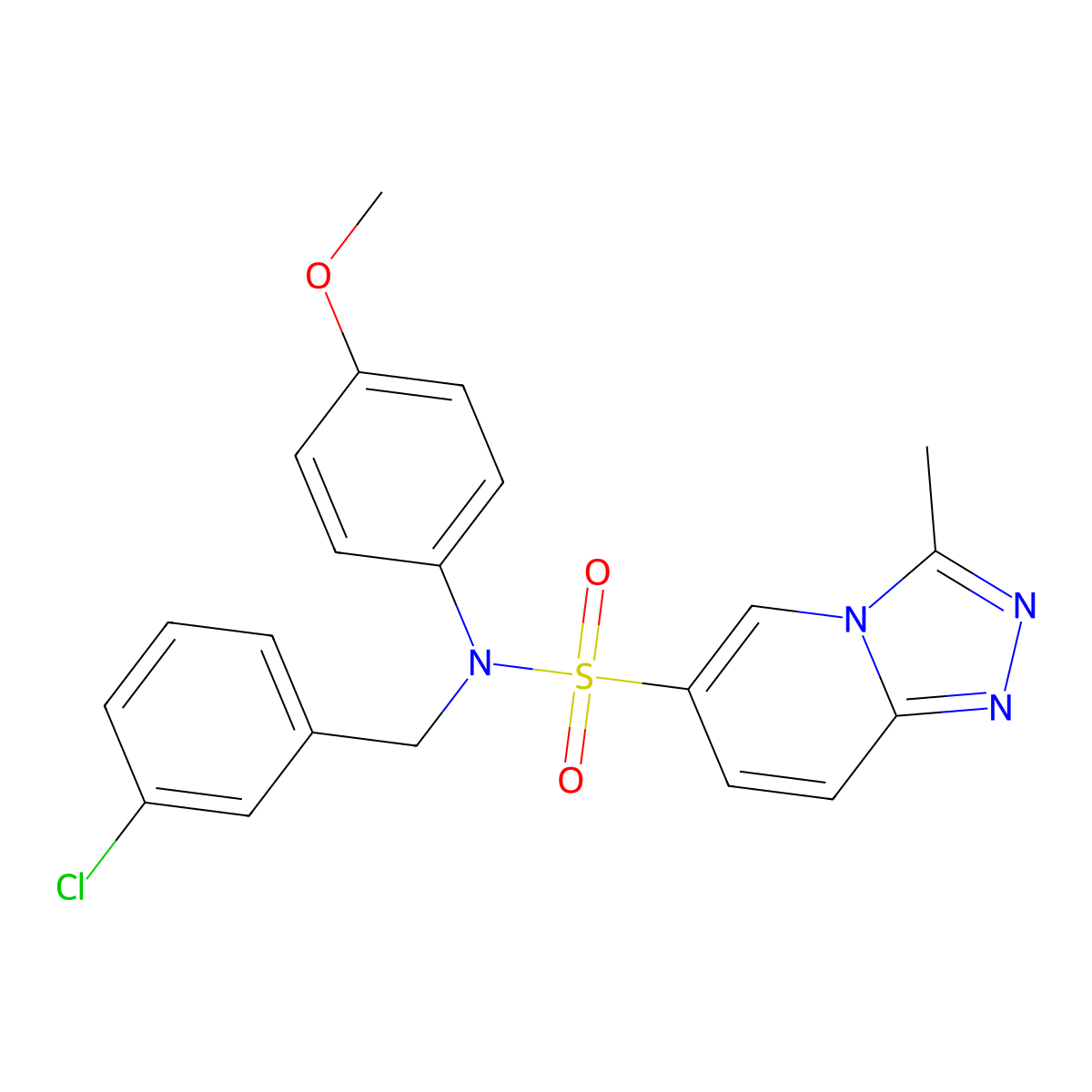 N-[(3-chlorophenyl)methyl]-N-(4-methoxyphenyl)-3-methyl-[1,2,4]triazolo[4,3-a]pyridine-6-sulfonamide molecular structure, CAS 1251560-35-6