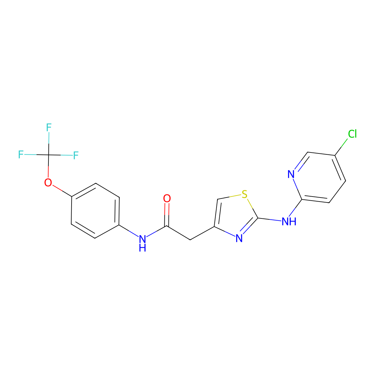 2-(2-((5-chloropyridin-2-yl)amino)thiazol-4-yl)-N-(4-(trifluoromethoxy)phenyl)acetamide molecular structure, CAS 1251560-40-3