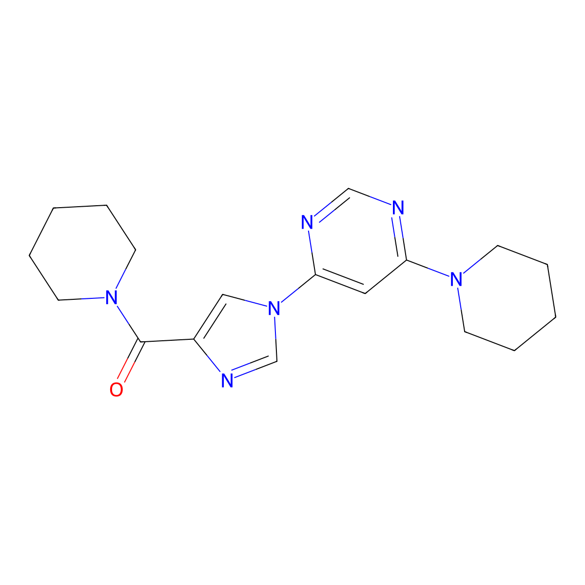 piperidin-1-yl(1-(6-(piperidin-1-yl)pyrimidin-4-yl)-1H-imidazol-4-yl)methanone molecular structure, CAS 1251560-41-4