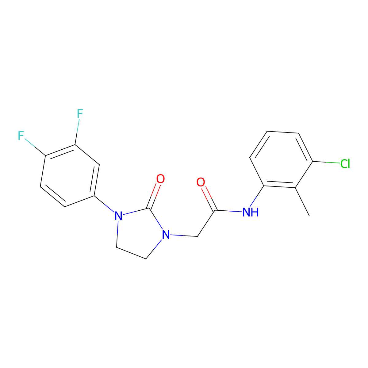 N-(3-chloro-2-methylphenyl)-2-[3-(3,4-difluorophenyl)-2-oxoimidazolidin-1-yl]acetamide molecular structure, CAS 1251560-51-6