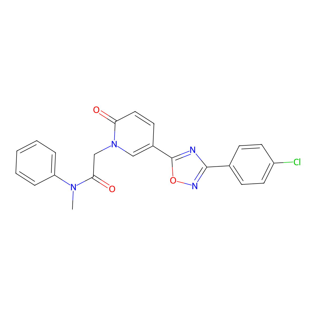 2-(5-(3-(4-chlorophenyl)-1,2,4-oxadiazol-5-yl)-2-oxopyridin-1(2H)-yl)-N-methyl-N-phenylacetamide molecular structure, CAS 1251560-55-0