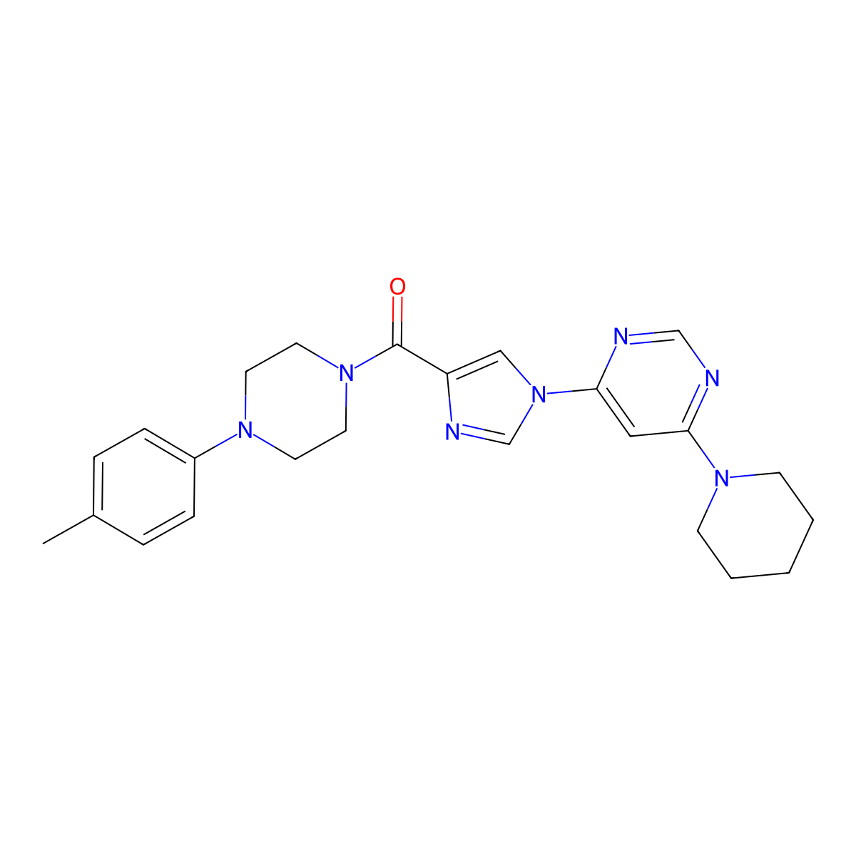 4-{4-[4-(4-methylphenyl)piperazine-1-carbonyl]-1H-imidazol-1-yl}-6-(piperidin-1-yl)pyrimidine molecular structure, CAS 1251560-56-1