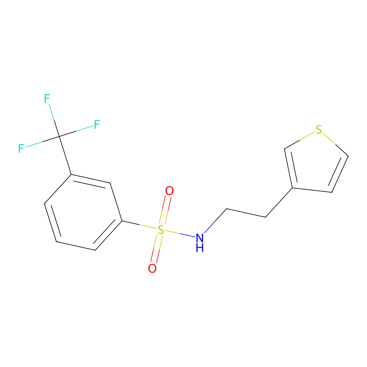 N-(2-(thiophen-3-yl)ethyl)-3-(trifluoromethyl)benzenesulfonamide molecular structure, CAS 1251560-60-7
