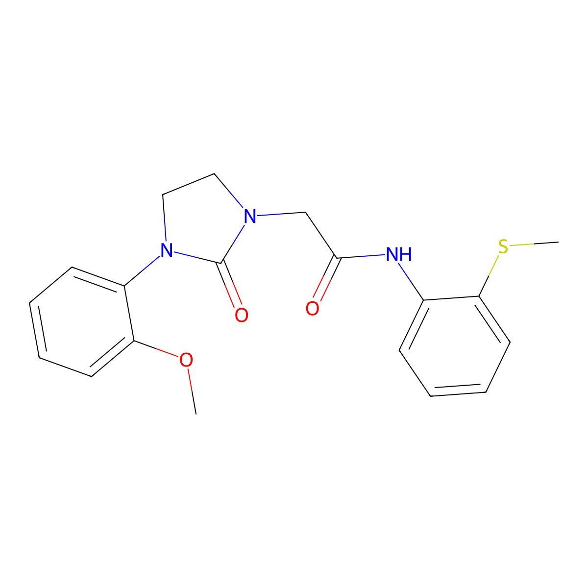2-(3-(2-methoxyphenyl)-2-oxoimidazolidin-1-yl)-N-(2-(methylthio)phenyl)acetamide molecular structure, CAS 1251560-67-4