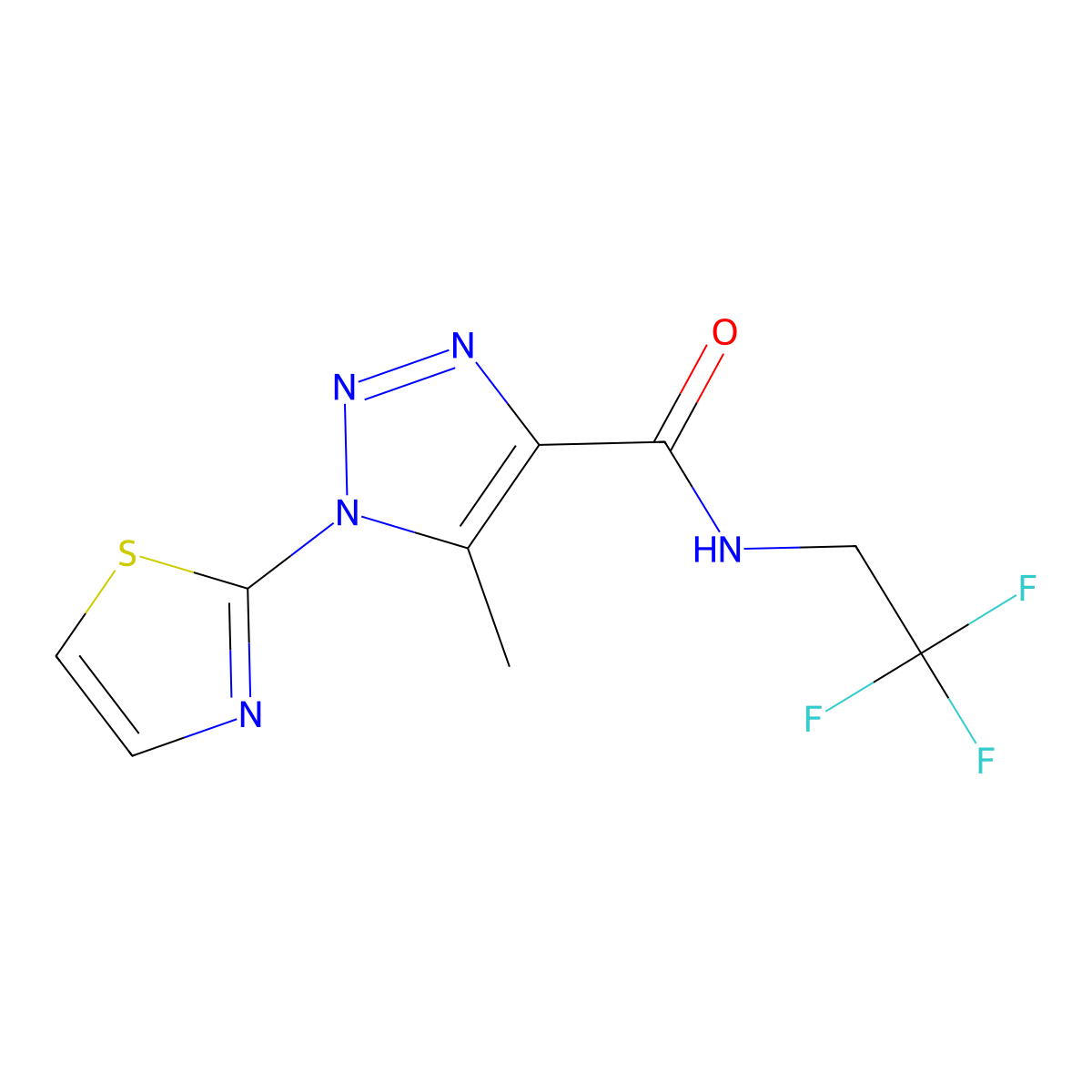5-methyl-1-(thiazol-2-yl)-N-(2,2,2-trifluoroethyl)-1H-1,2,3-triazole-4-carboxamide molecular structure, CAS 1251560-70-9