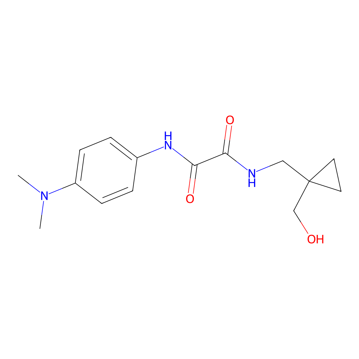 N1-(4-(dimethylamino)phenyl)-N2-((1-(hydroxymethyl)cyclopropyl)methyl)oxalamide molecular structure, CAS 1251560-77-6