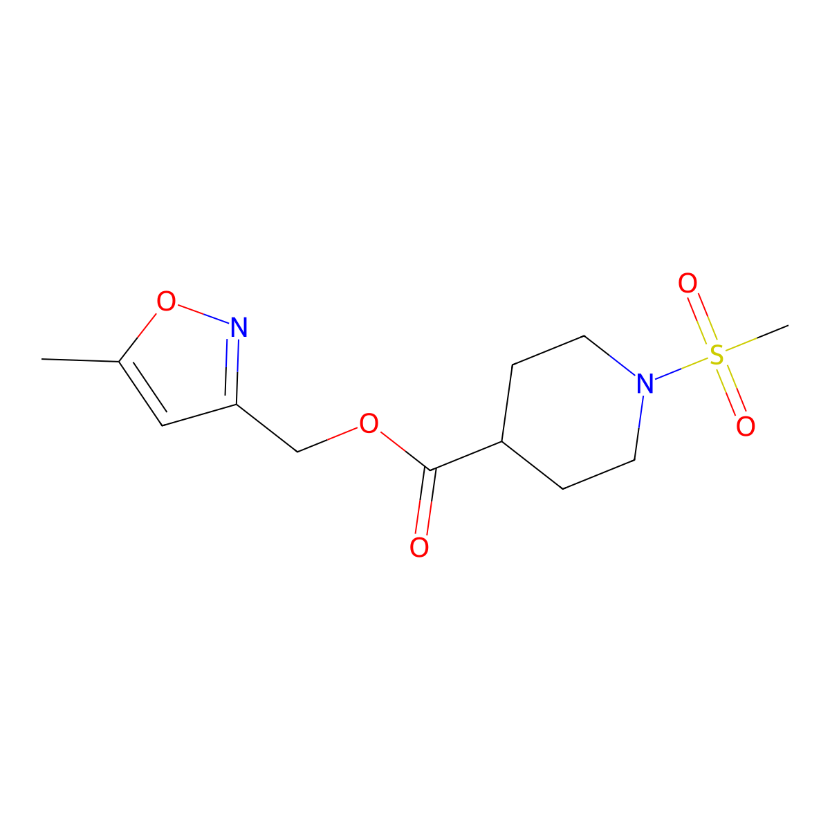 (5-Methylisoxazol-3-yl)methyl 1-(methylsulfonyl)piperidine-4-carboxylate molecular structure, CAS 1251560-79-8