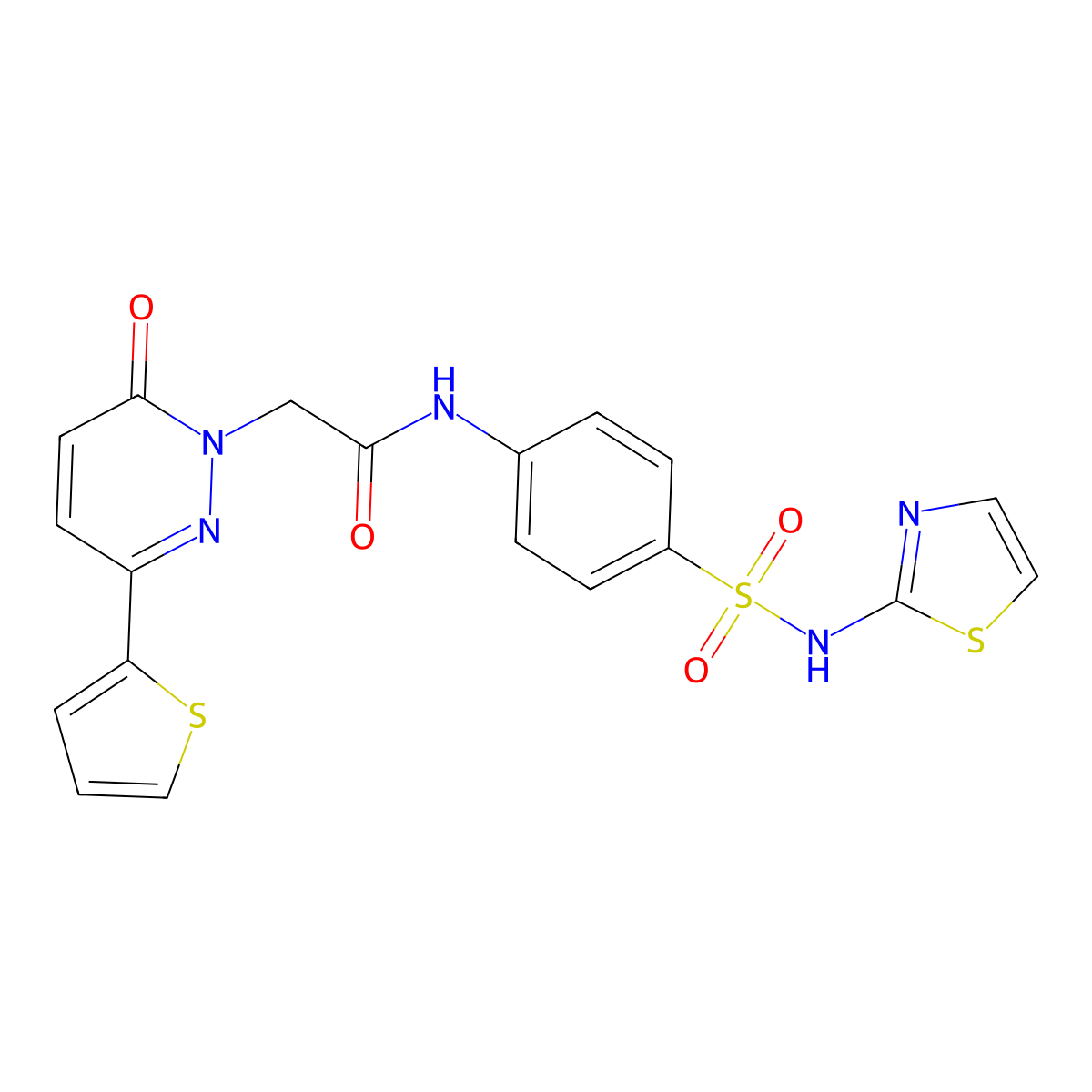 2-(6-oxo-3-(thiophen-2-yl)pyridazin-1(6H)-yl)-N-(4-(N-(thiazol-2-yl)sulfamoyl)phenyl)acetamide molecular structure, CAS 1251560-82-3
