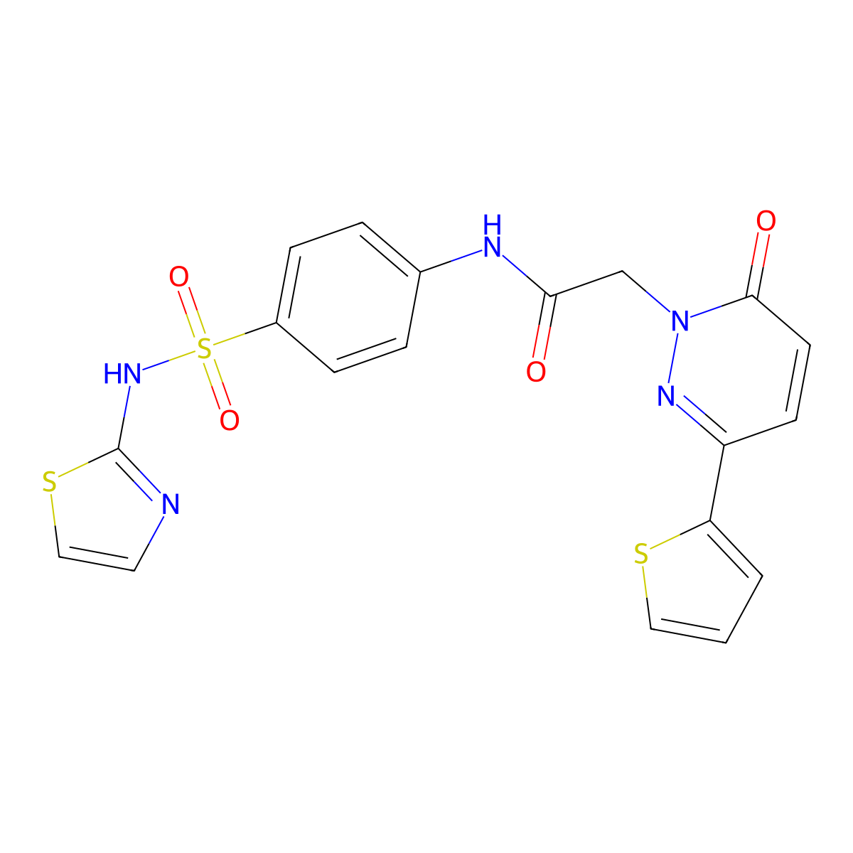 2-(6-oxo-3-(thiophen-2-yl)pyridazin-1(6H)-yl)-N-(4-(N-(thiazol-2-yl)sulfamoyl)phenyl)acetamide molecular structure, CAS 1251560-82-3
