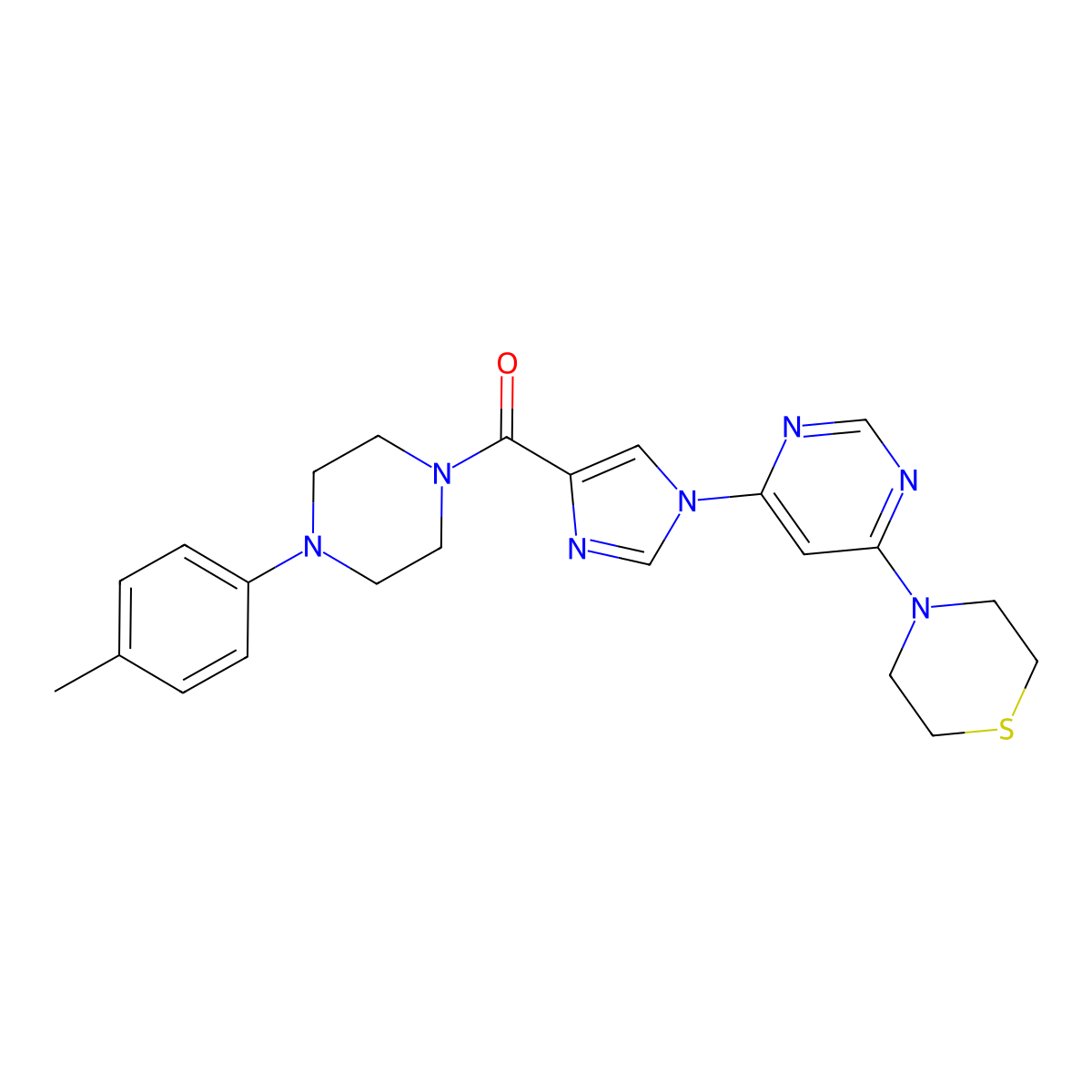 4-(6-{4-[4-(4-methylphenyl)piperazine-1-carbonyl]-1H-imidazol-1-yl}pyrimidin-4-yl)thiomorpholine molecular structure, CAS 1251560-89-0