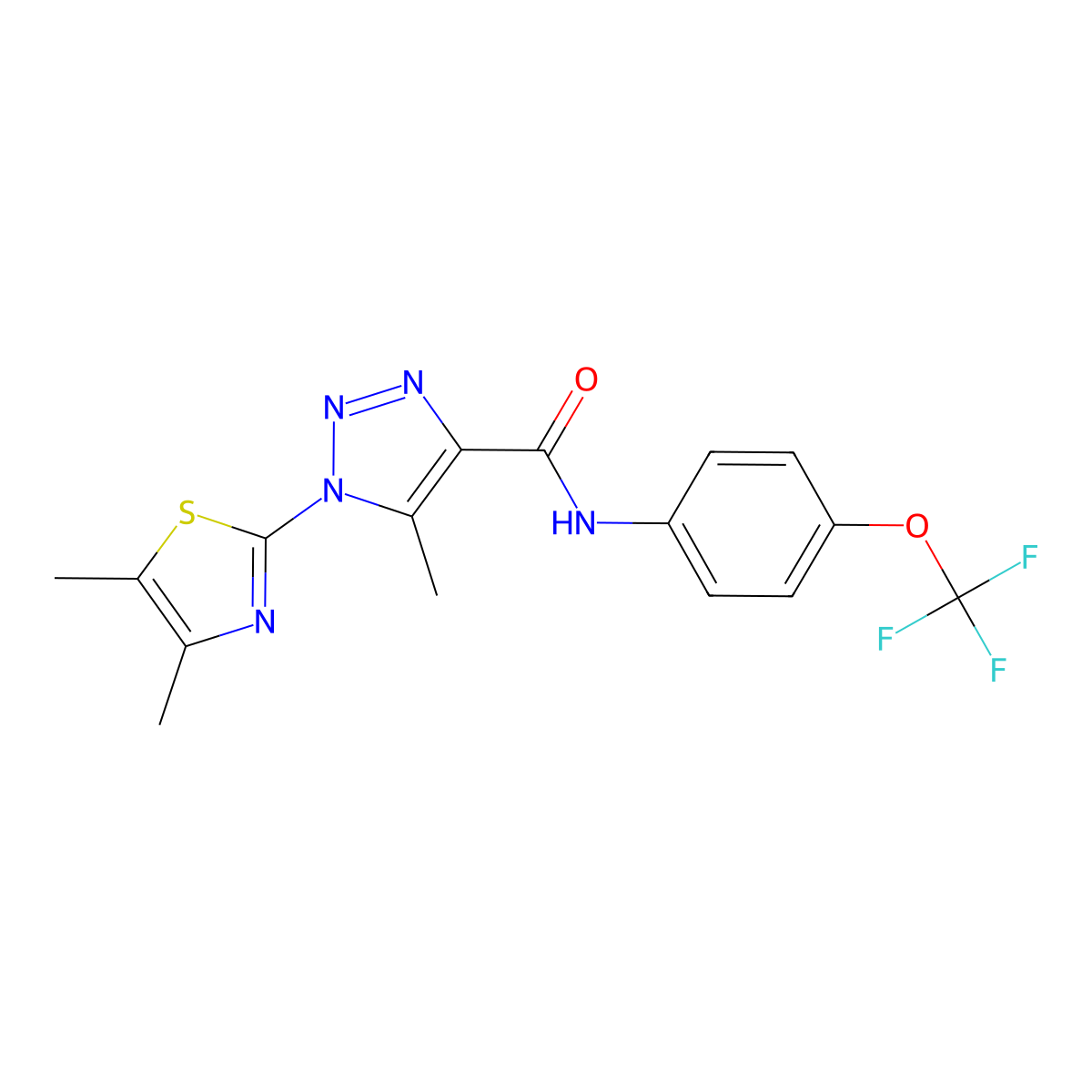 1-(4,5-dimethylthiazol-2-yl)-5-methyl-N-(4-(trifluoromethoxy)phenyl)-1H-1,2,3-triazole-4-carboxamide molecular structure, CAS 1251560-90-3
