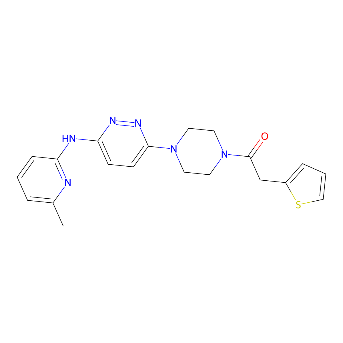 1-(4-(6-((6-Methylpyridin-2-yl)amino)pyridazin-3-yl)piperazin-1-yl)-2-(thiophen-2-yl)ethanone molecular structure, CAS 1251560-93-6