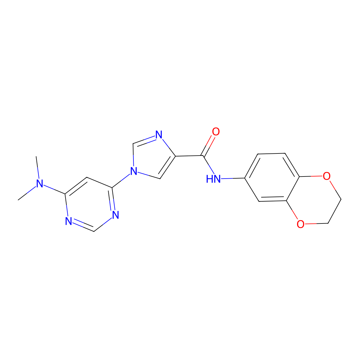 N-(2,3-dihydro-1,4-benzodioxin-6-yl)-1-[6-(dimethylamino)pyrimidin-4-yl]-1H-imidazole-4-carboxamide molecular structure, CAS 1251560-96-9