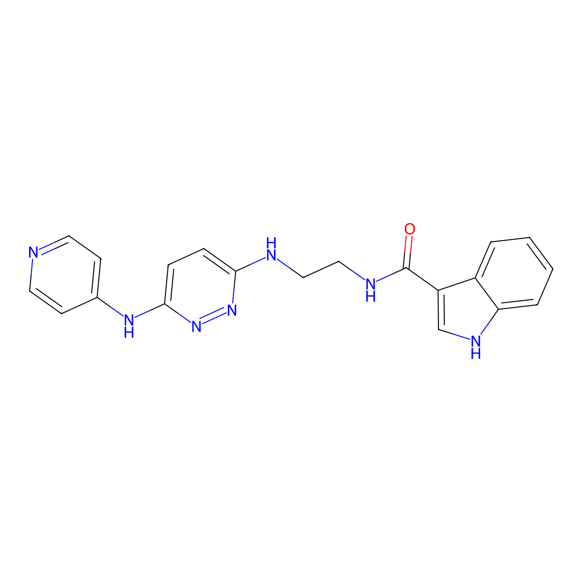 N-(2-((6-(pyridin-4-ylamino)pyridazin-3-yl)amino)ethyl)-1H-indole-3-carboxamide molecular structure, CAS 1251561-00-8