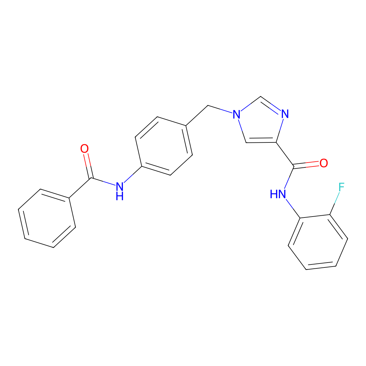 1-[(4-benzamidophenyl)methyl]-N-(2-fluorophenyl)-1H-imidazole-4-carboxamide molecular structure, CAS 1251561-01-9