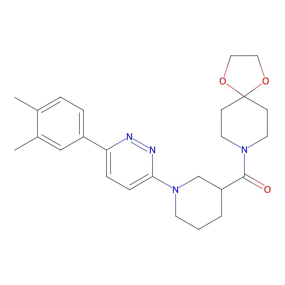 (1-(6-(3,4-Dimethylphenyl)pyridazin-3-yl)piperidin-3-yl)(1,4-dioxa-8-azaspiro[4.5]decan-8-yl)methanone molecular structure, CAS 1251561-06-4