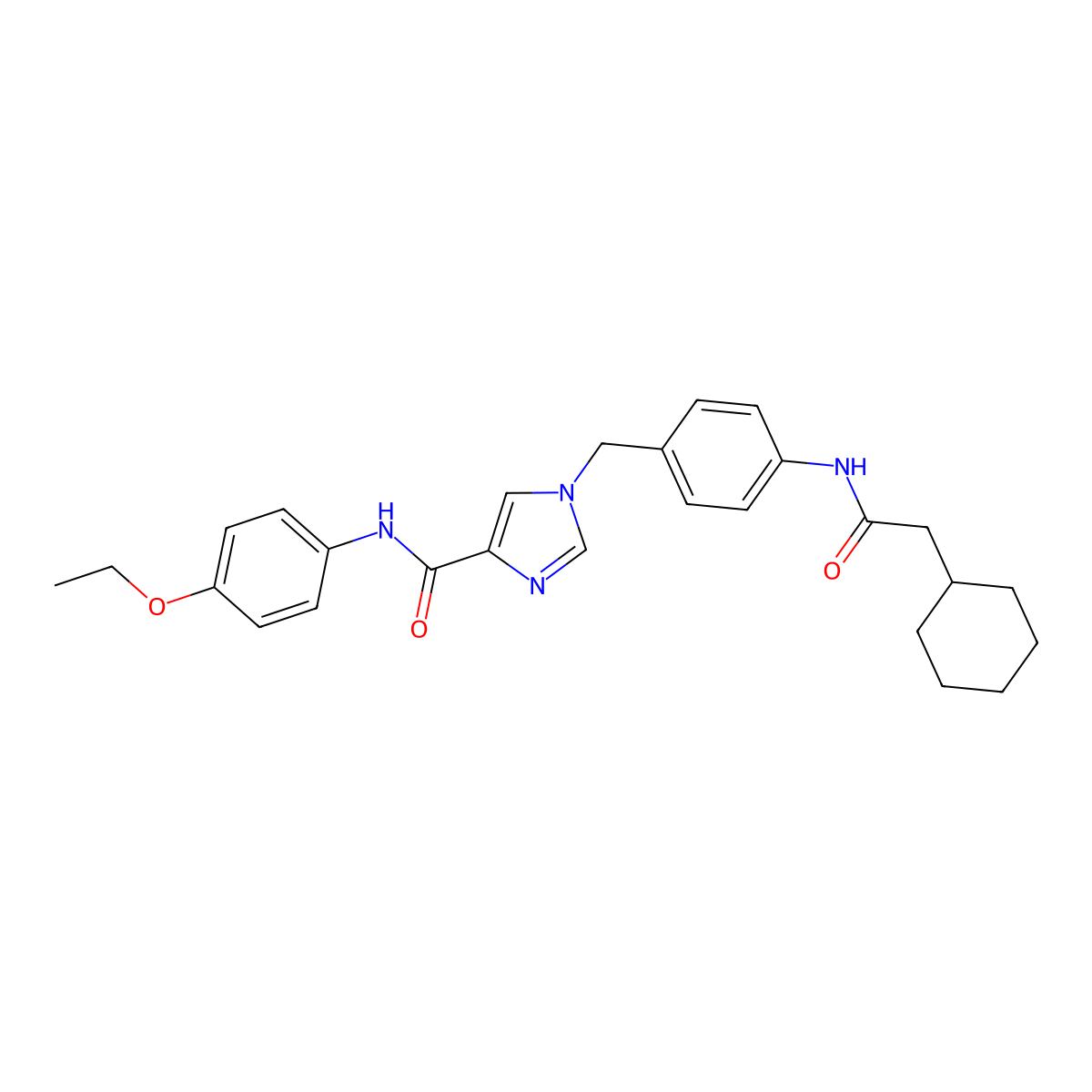 1-{[4-(2-cyclohexylacetamido)phenyl]methyl}-N-(4-ethoxyphenyl)-1H-imidazole-4-carboxamide molecular structure, CAS 1251561-08-6