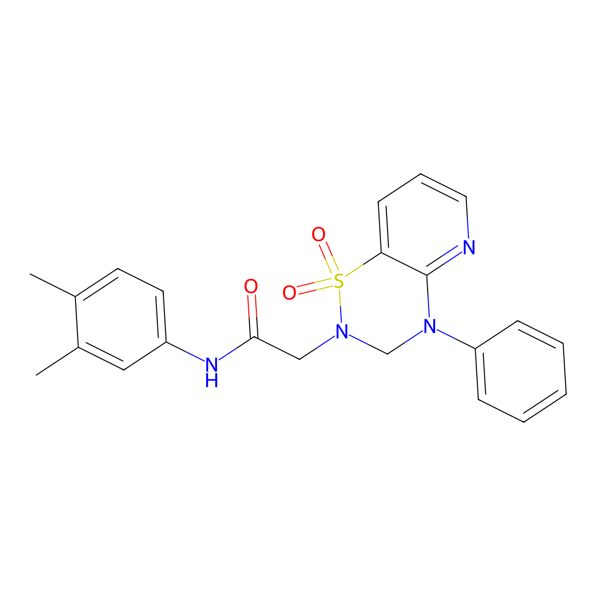 N-(3,4-dimethylphenyl)-2-(1,1-dioxido-4-phenyl-3,4-dihydro-2H-pyrido[2,3-e][1,2,4]thiadiazin-2-yl)acetamide molecular structure, CAS 1251561-10-0