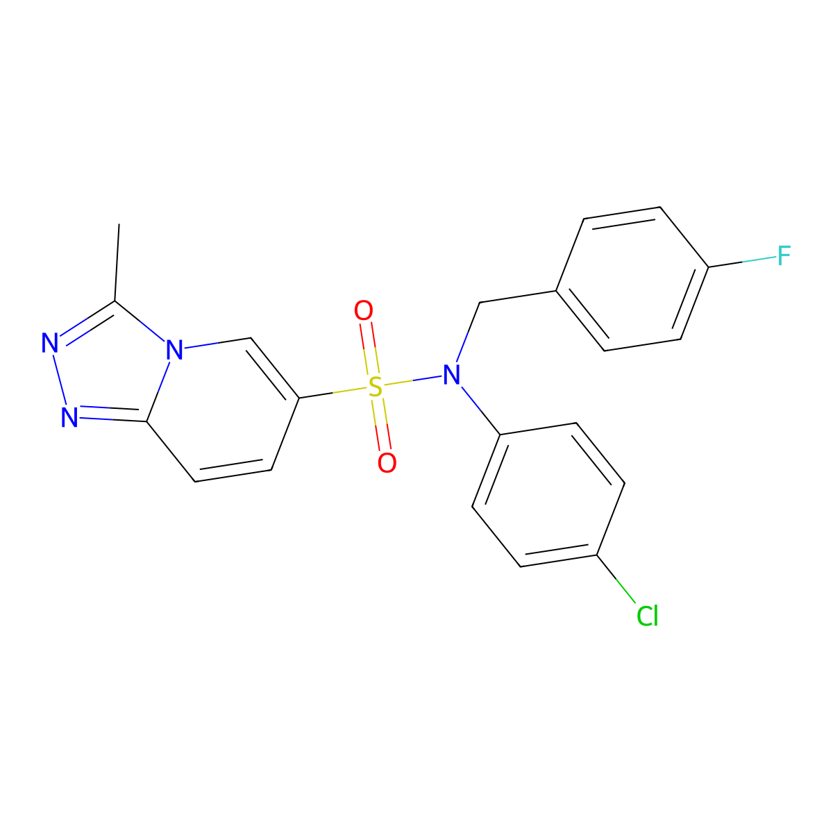 N-(4-chlorophenyl)-N-[(4-fluorophenyl)methyl]-3-methyl-[1,2,4]triazolo[4,3-a]pyridine-6-sulfonamide molecular structure, CAS 1251561-18-8
