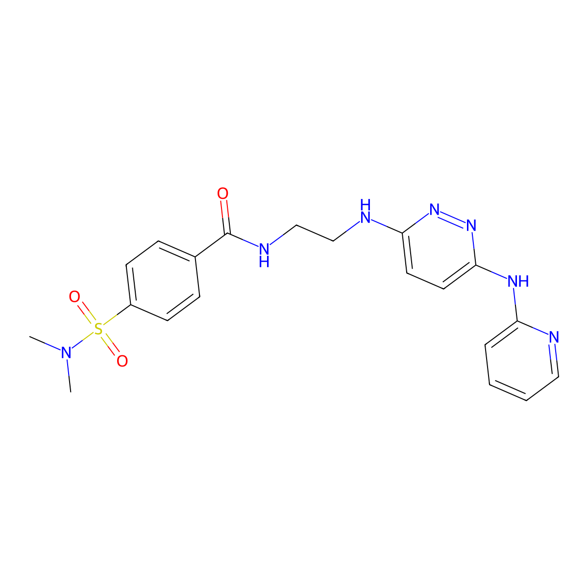 4-(N,N-dimethylsulfamoyl)-N-(2-((6-(pyridin-2-ylamino)pyridazin-3-yl)amino)ethyl)benzamide molecular structure, CAS 1251561-34-8