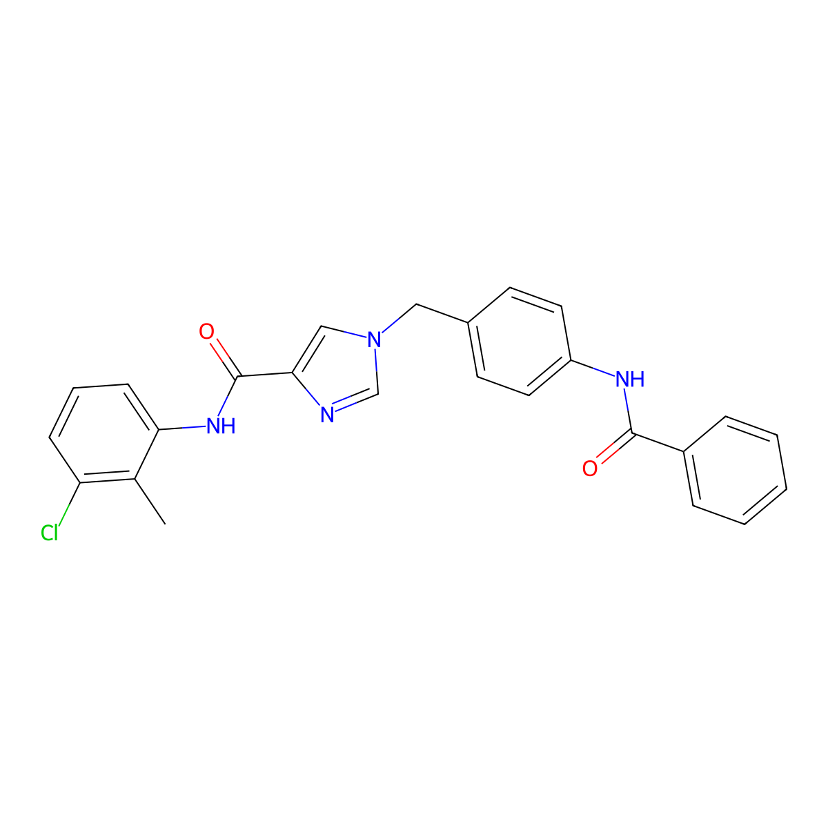 1-[(4-benzamidophenyl)methyl]-N-(3-chloro-2-methylphenyl)-1H-imidazole-4-carboxamide molecular structure, CAS 1251561-40-6
