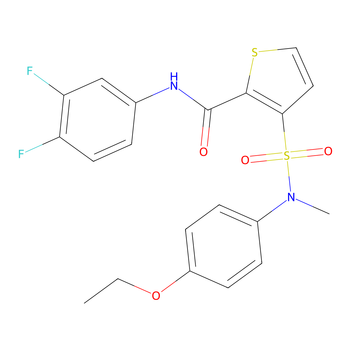 N-(3,4-difluorophenyl)-3-[(4-ethoxyphenyl)(methyl)sulfamoyl]thiophene-2-carboxamide molecular structure, CAS 1251561-45-1