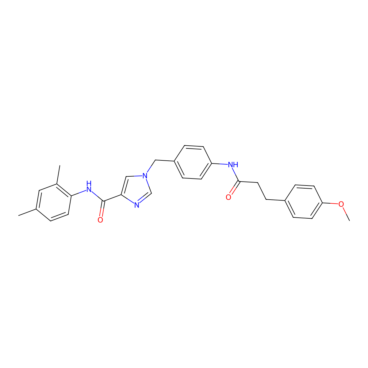 N-(2,4-dimethylphenyl)-1-(4-(3-(4-methoxyphenyl)propanamido)benzyl)-1H-imidazole-4-carboxamide molecular structure, CAS 1251561-47-3
