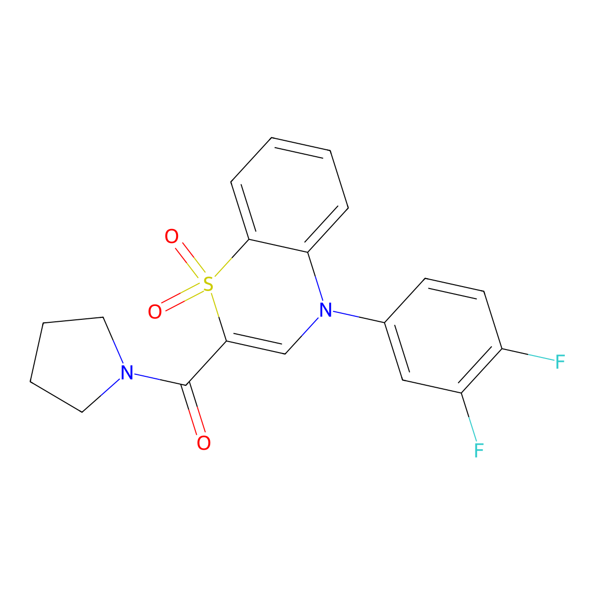 [4-(3,4-difluorophenyl)-1,1-dioxido-4H-1,4-benzothiazin-2-yl](pyrrolidin-1-yl)methanone molecular structure, CAS 1251561-49-5
