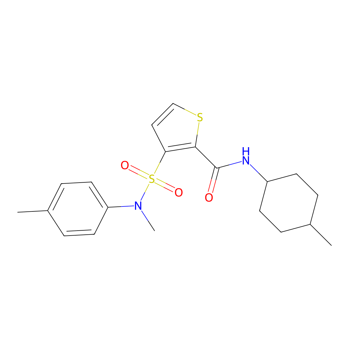N-(4-methylcyclohexyl)-3-[methyl(4-methylphenyl)sulfamoyl]thiophene-2-carboxamide molecular structure, CAS 1251561-53-1
