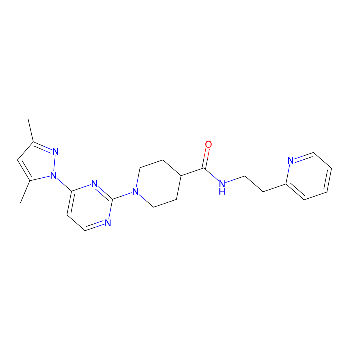 1-[4-(3,5-dimethyl-1H-pyrazol-1-yl)pyrimidin-2-yl]-N-[2-(pyridin-2-yl)ethyl]piperidine-4-carboxamide molecular structure, CAS 1251561-54-2