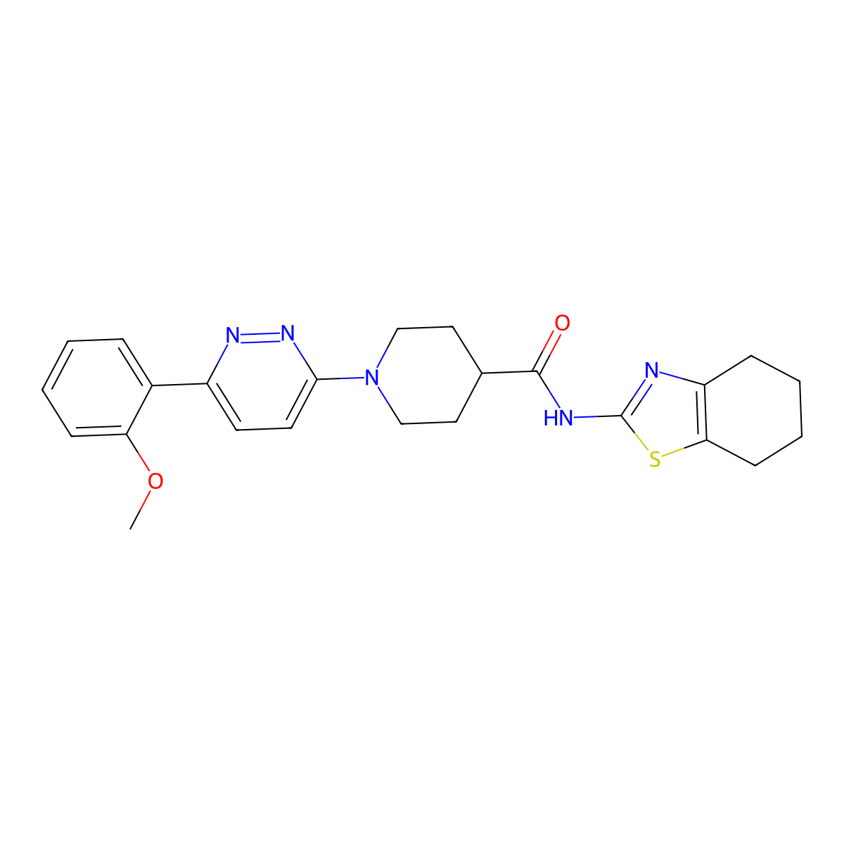1-(6-(2-methoxyphenyl)pyridazin-3-yl)-N-(4,5,6,7-tetrahydrobenzo[d]thiazol-2-yl)piperidine-4-carboxamide molecular structure, CAS 1251561-56-4
