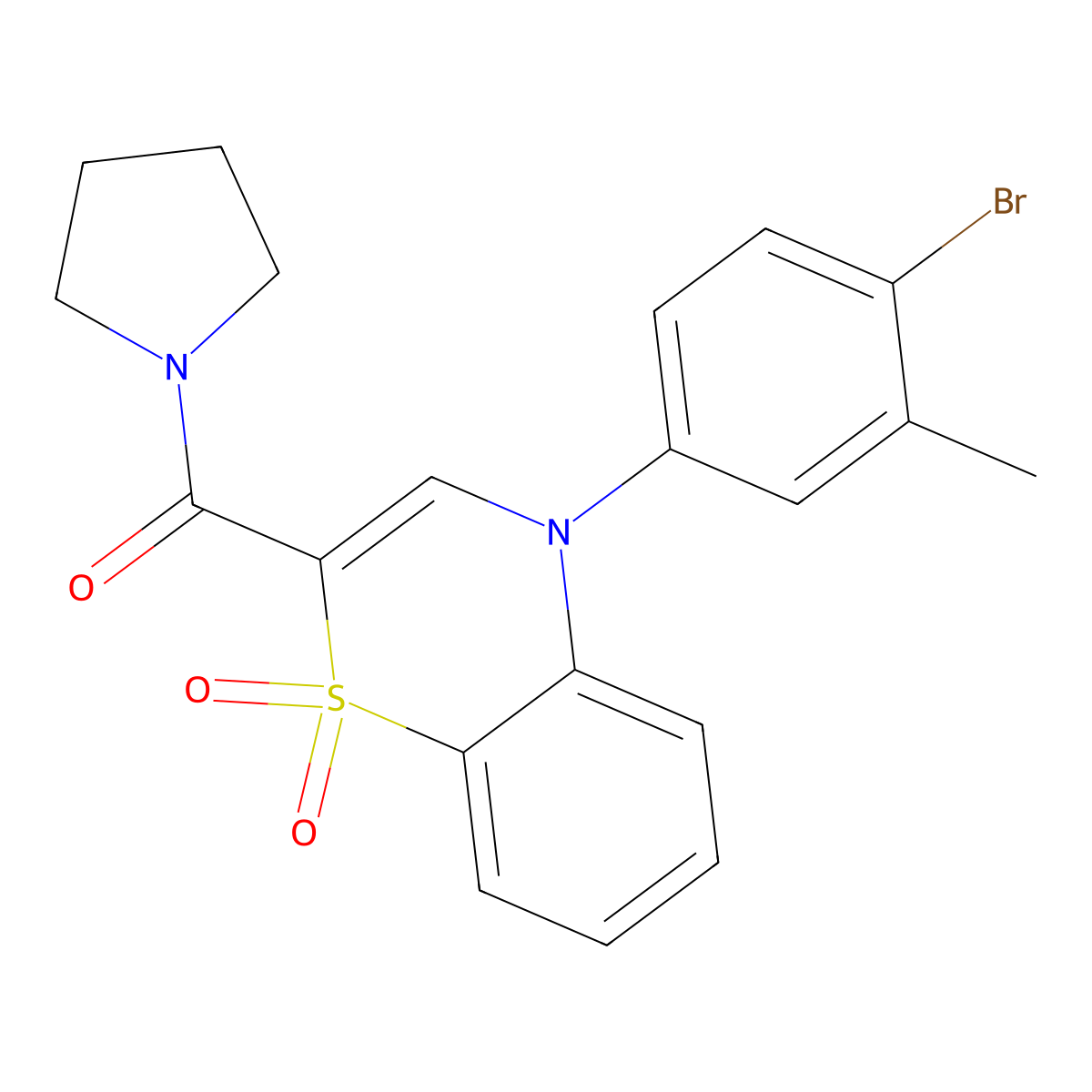 4-(4-bromo-3-methylphenyl)-2-(pyrrolidine-1-carbonyl)-4H-1lambda6,4-benzothiazine-1,1-dione molecular structure, CAS 1251561-58-6