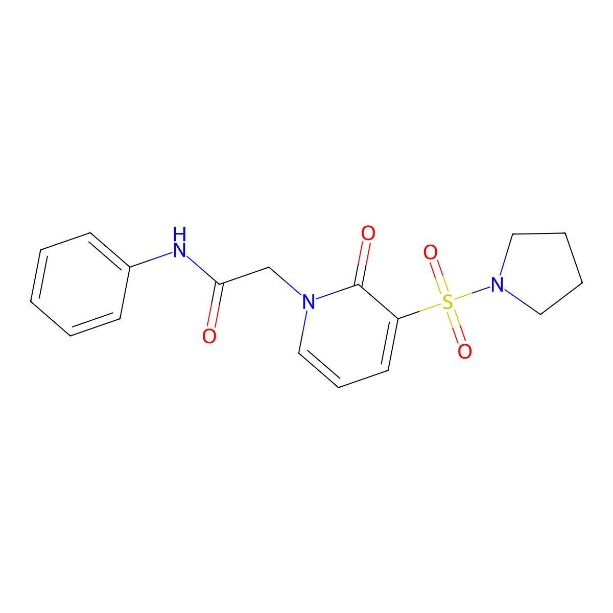 2-(2-oxo-3-(pyrrolidin-1-ylsulfonyl)pyridin-1(2H)-yl)-N-phenylacetamide molecular structure, CAS 1251561-59-7