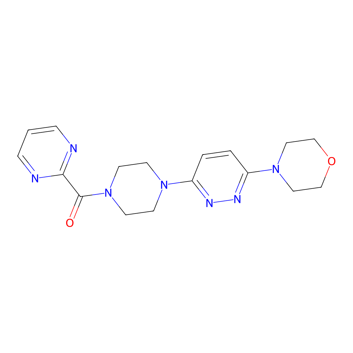 (4-(6-Morpholinopyridazin-3-yl)piperazin-1-yl)(pyrimidin-2-yl)methanone molecular structure, CAS 1251561-60-0