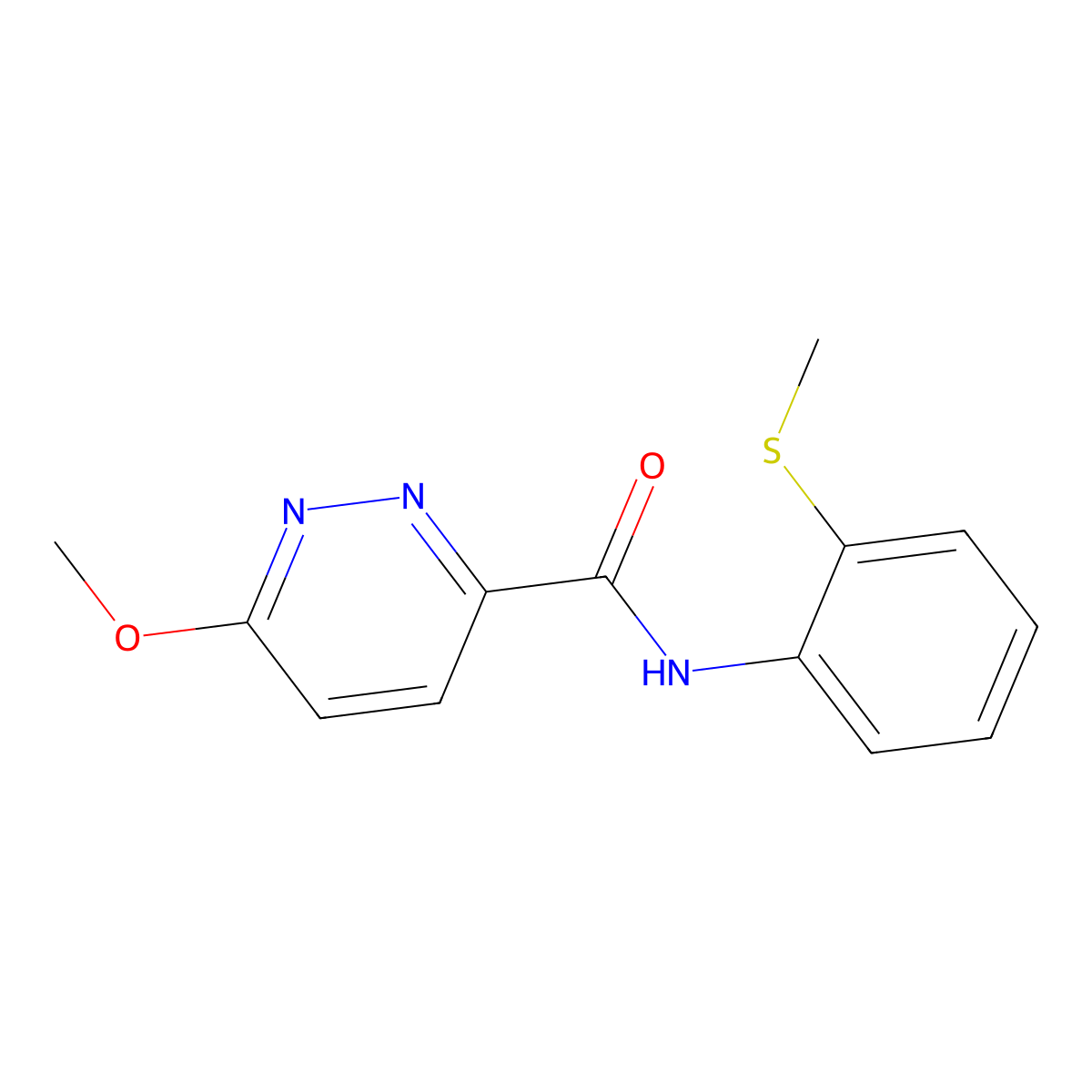 6-methoxy-N-(2-(methylthio)phenyl)pyridazine-3-carboxamide molecular structure, CAS 1251561-69-9