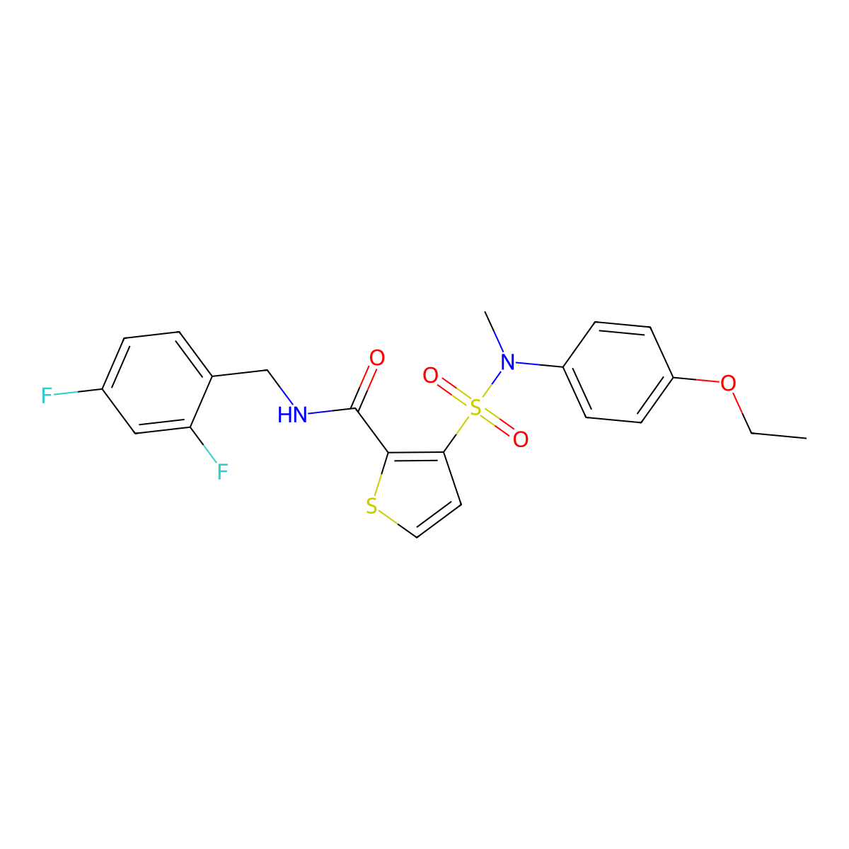 N-[(2,4-difluorophenyl)methyl]-3-[(4-ethoxyphenyl)(methyl)sulfamoyl]thiophene-2-carboxamide molecular structure, CAS 1251561-78-0
