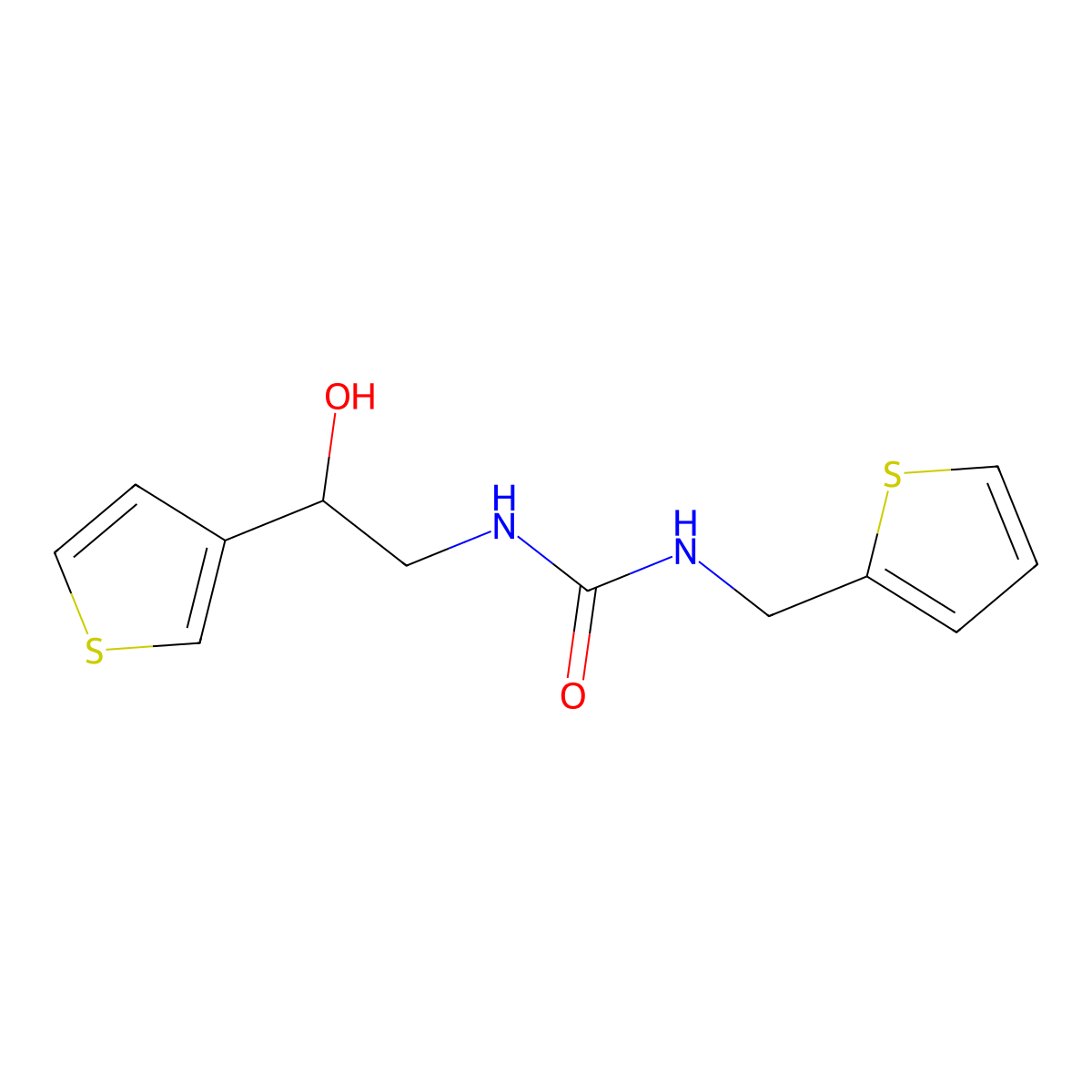 1-(2-Hydroxy-2-(thiophen-3-yl)ethyl)-3-(thiophen-2-ylmethyl)urea molecular structure, CAS 1251561-79-1