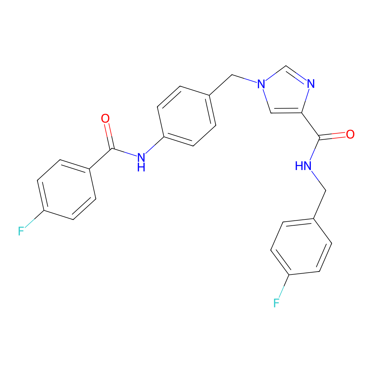 1-(4-(4-fluorobenzamido)benzyl)-N-(4-fluorobenzyl)-1H-imidazole-4-carboxamide molecular structure, CAS 1251561-83-7
