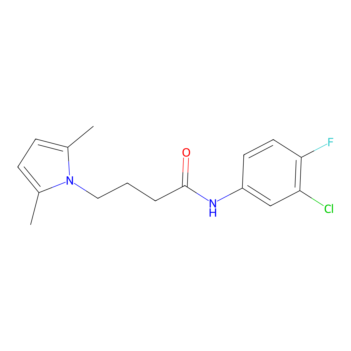 N-(3-chloro-4-fluorophenyl)-4-(2,5-dimethyl-1H-pyrrol-1-yl)butanamide molecular structure, CAS 1251561-84-8