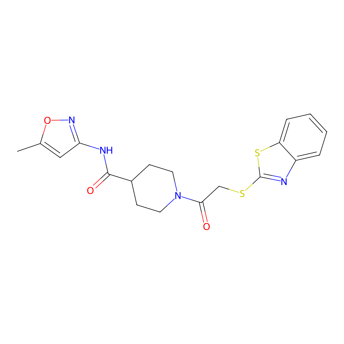 1-(2-(benzo[d]thiazol-2-ylthio)acetyl)-N-(5-methylisoxazol-3-yl)piperidine-4-carboxamide molecular structure, CAS 1251561-89-3