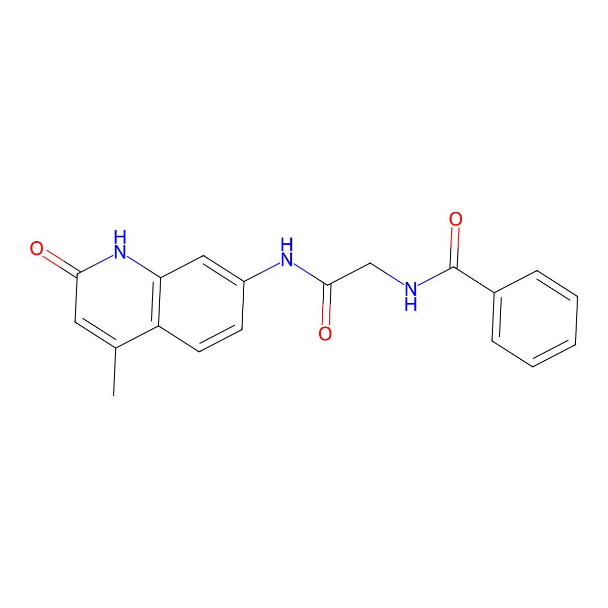 N-(2-((4-methyl-2-oxo-1,2-dihydroquinolin-7-yl)amino)-2-oxoethyl)benzamide molecular structure, CAS 1251561-90-6