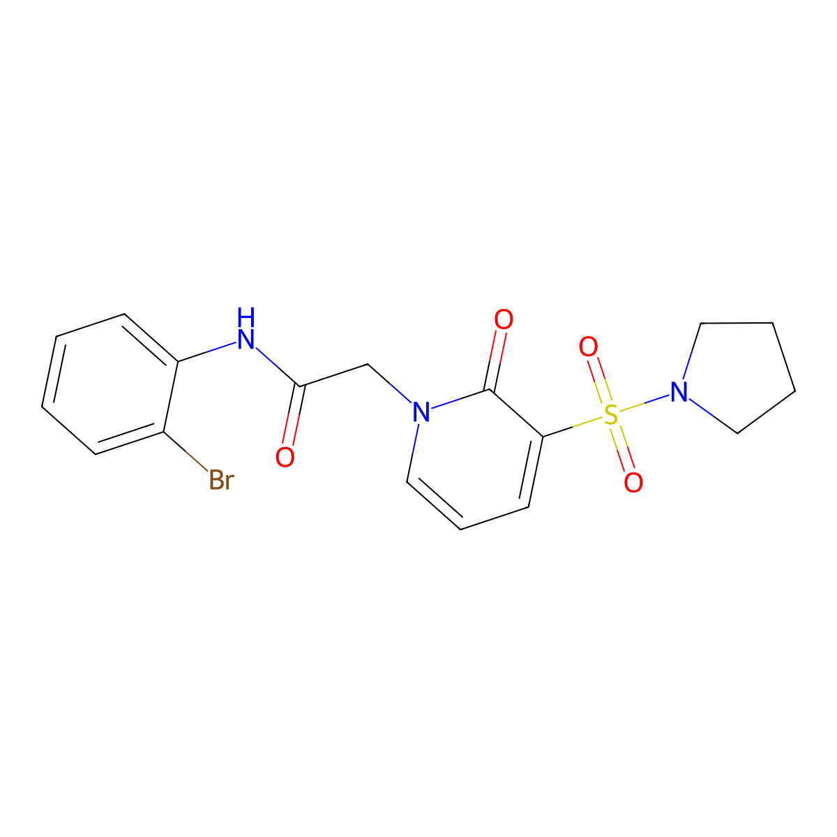 N-(2-bromophenyl)-2-(2-oxo-3-(pyrrolidin-1-ylsulfonyl)pyridin-1(2H)-yl)acetamide molecular structure, CAS 1251561-92-8
