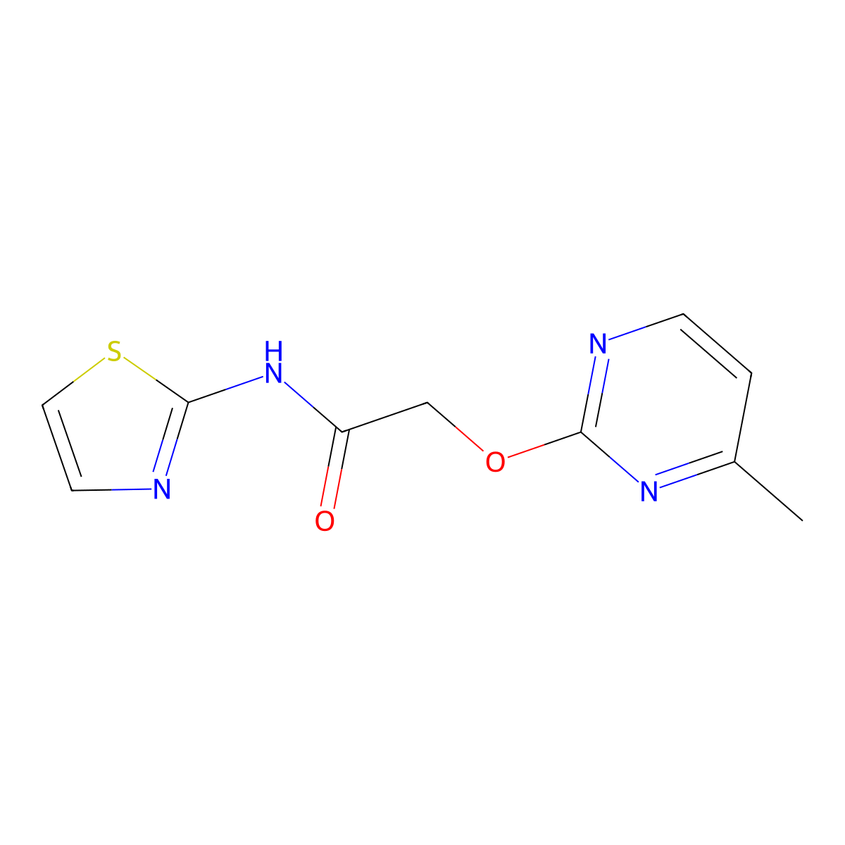 2-((4-methylpyrimidin-2-yl)oxy)-N-(thiazol-2-yl)acetamide molecular structure, CAS 1251561-93-9