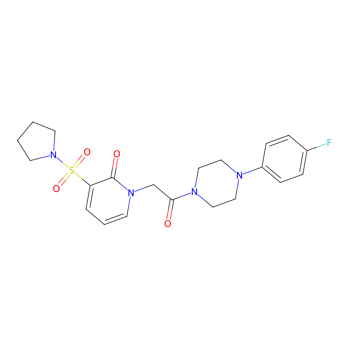 1-(2-(4-(4-fluorophenyl)piperazin-1-yl)-2-oxoethyl)-3-(pyrrolidin-1-ylsulfonyl)pyridin-2(1H)-one molecular structure, CAS 1251562-01-2
