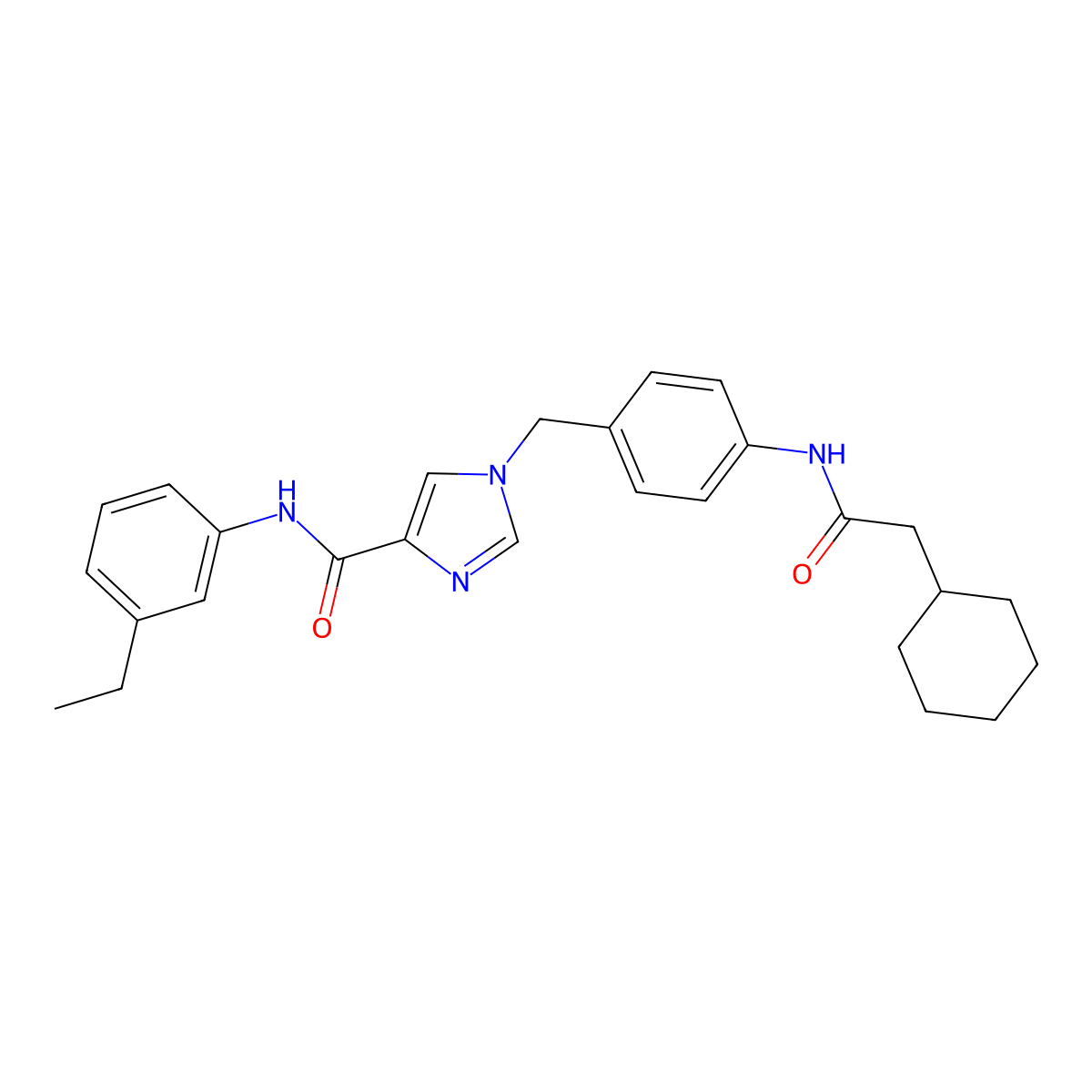 1-(4-(2-cyclohexylacetamido)benzyl)-N-(3-ethylphenyl)-1H-imidazole-4-carboxamide molecular structure, CAS 1251562-05-6