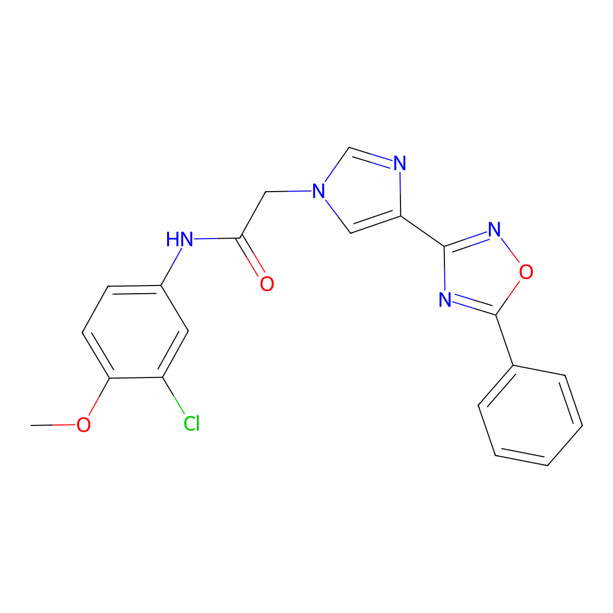 N-(3-chloro-4-methoxyphenyl)-2-[4-(5-phenyl-1,2,4-oxadiazol-3-yl)-1H-imidazol-1-yl]acetamide molecular structure, CAS 1251562-06-7