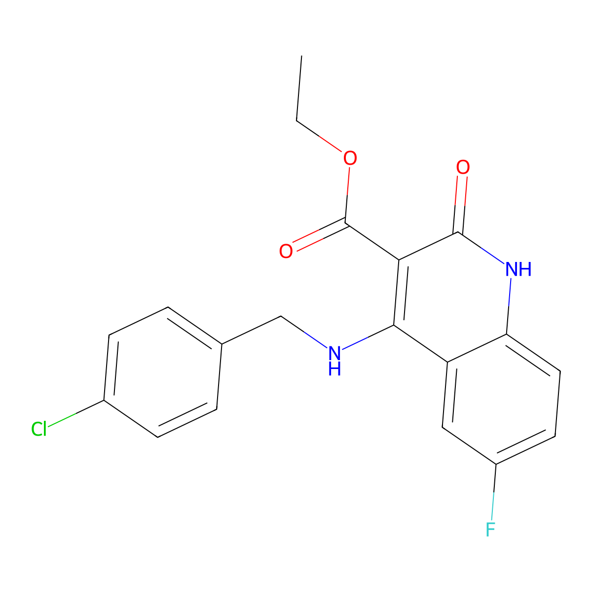 Ethyl 4-((4-chlorobenzyl)amino)-6-fluoro-2-oxo-1,2-dihydroquinoline-3-carboxylate molecular structure, CAS 1251562-07-8