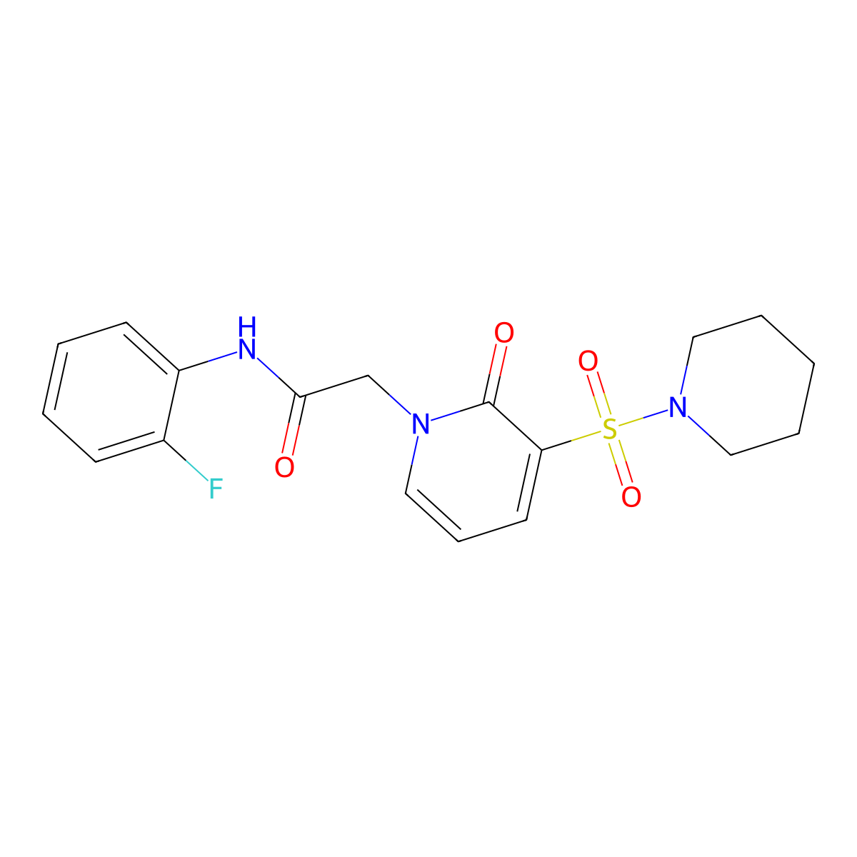 N-(2-fluorophenyl)-2-(2-oxo-3-(piperidin-1-ylsulfonyl)pyridin-1(2H)-yl)acetamide molecular structure, CAS 1251562-09-0