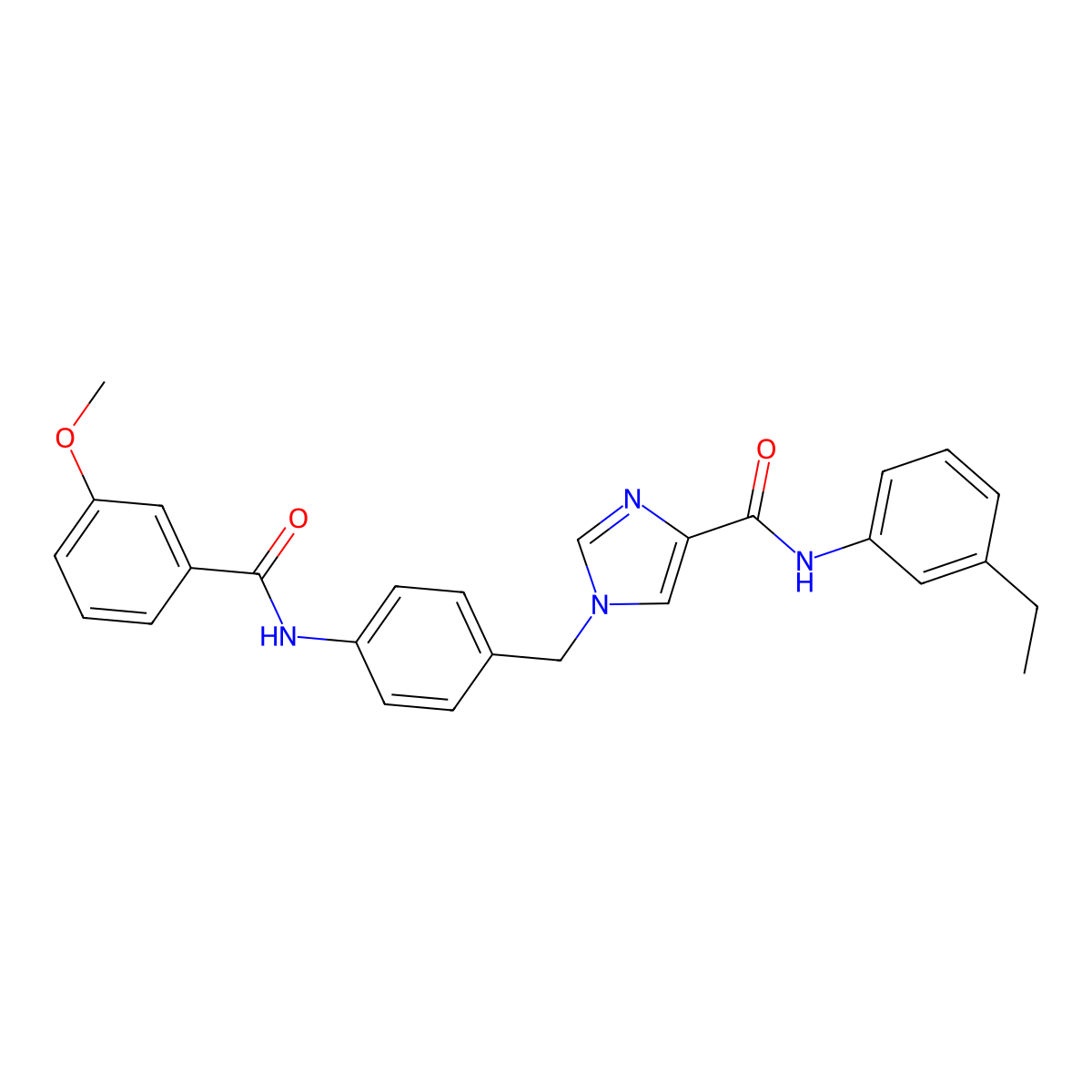 N-(3-ethylphenyl)-1-{[4-(3-methoxybenzamido)phenyl]methyl}-1H-imidazole-4-carboxamide molecular structure, CAS 1251562-11-4