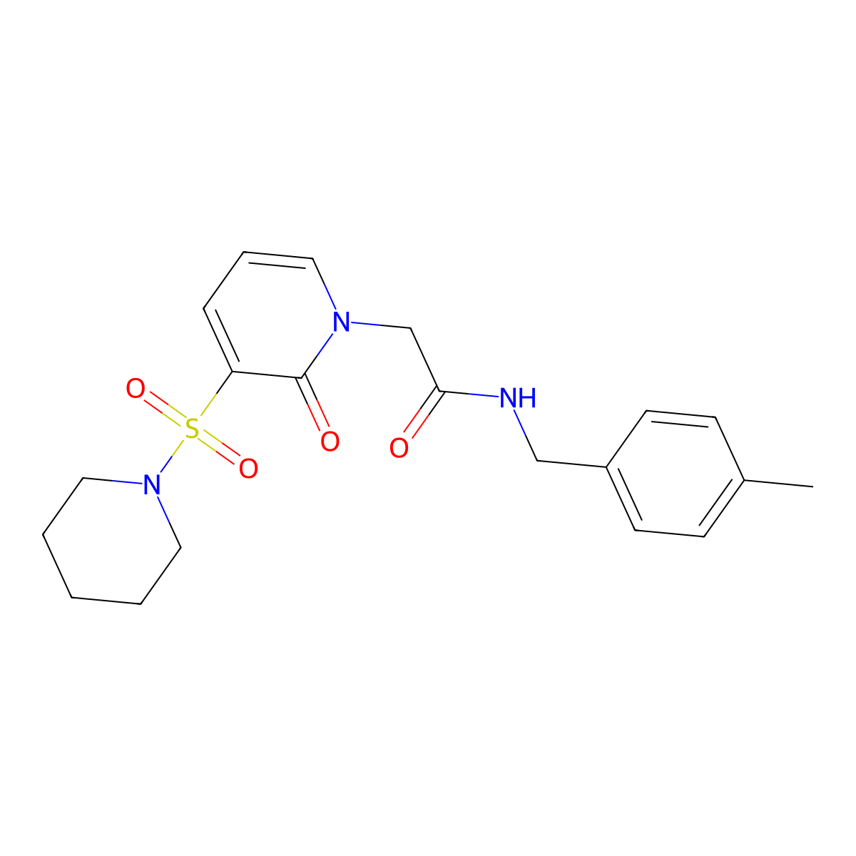 N-(4-methylbenzyl)-2-(2-oxo-3-(piperidin-1-ylsulfonyl)pyridin-1(2H)-yl)acetamide molecular structure, CAS 1251562-15-8
